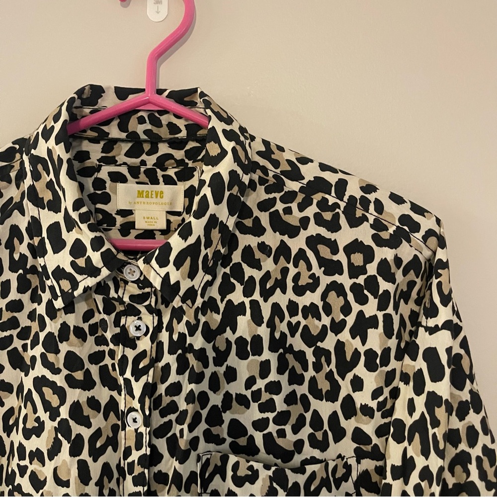 Maeve by Anthropologie Animal Leopard Print Button Blouse - Picture 2 of 3